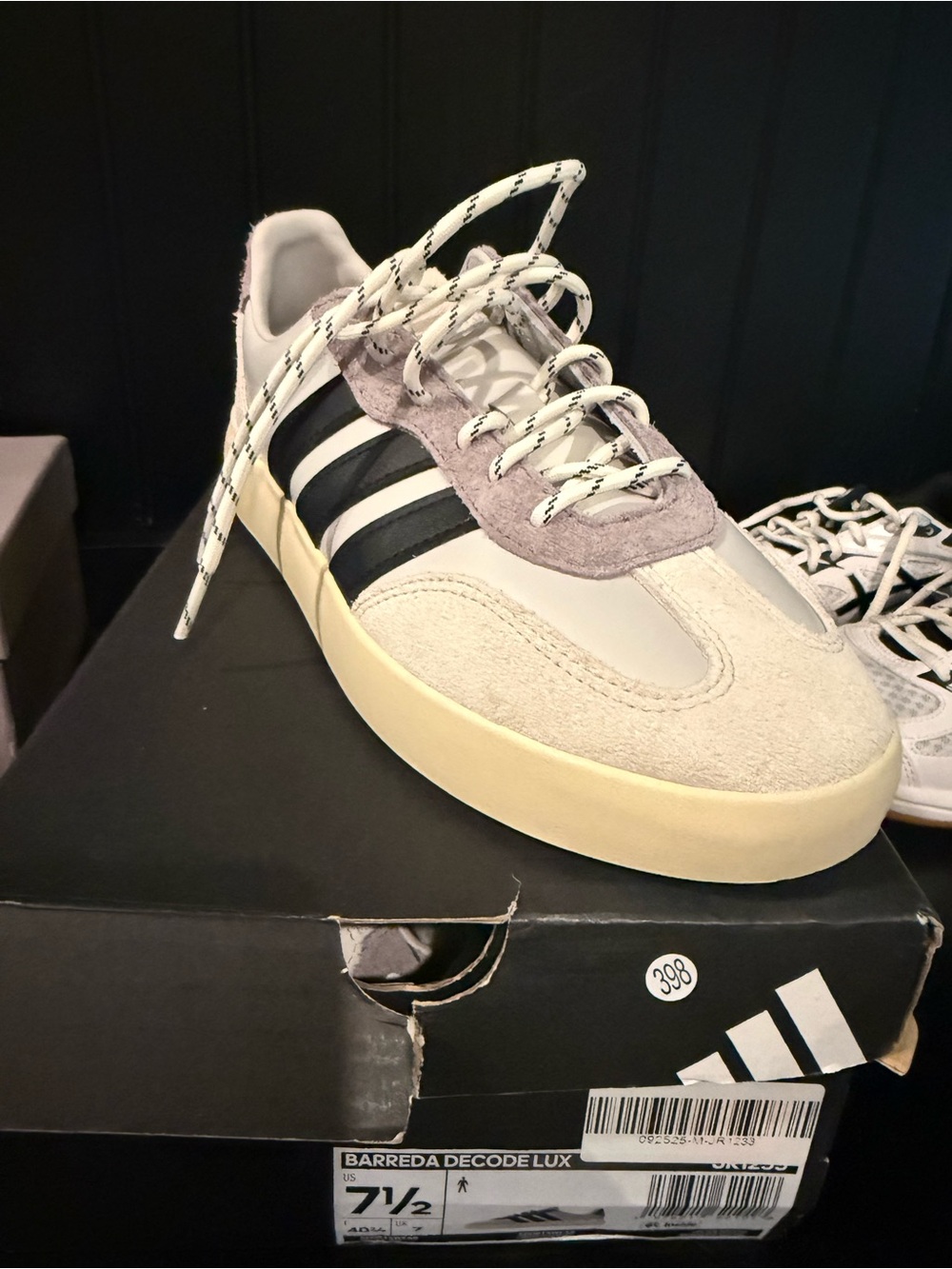 adidas Barreda Decode Lux Sneakers in White, Black & Cream